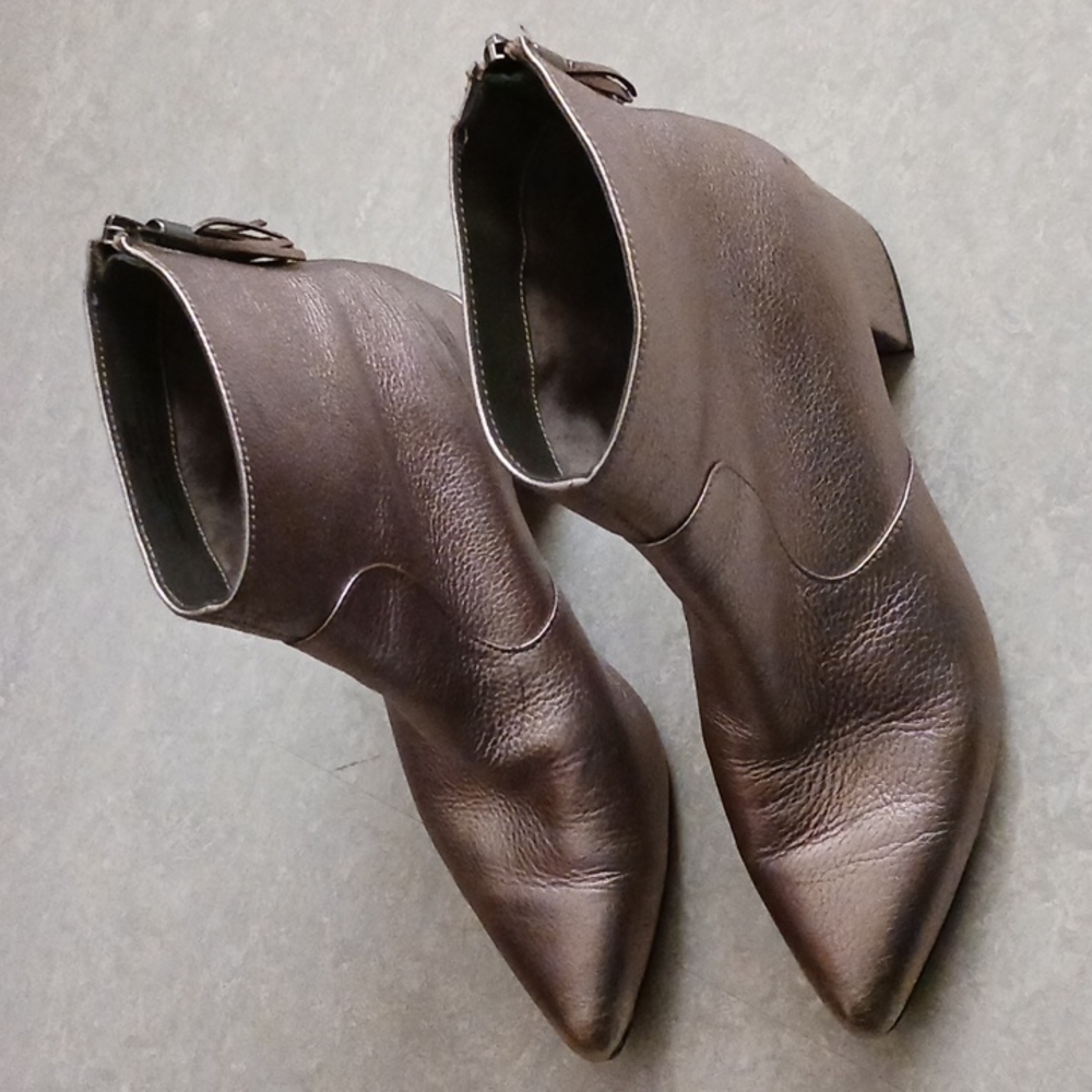 Karl Lagerfeld gold leather Maude booties 6.5